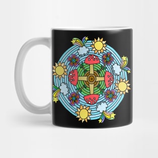 Mushroom & Rainbow Themed Mandala Mug